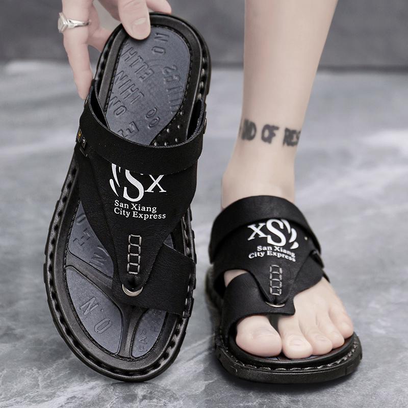 Fashion Summer Men Sandals Casual Genuine Leather Leisure Sandals Designer Shoes Men Flip Flops Casual Clip On One Piece Agency