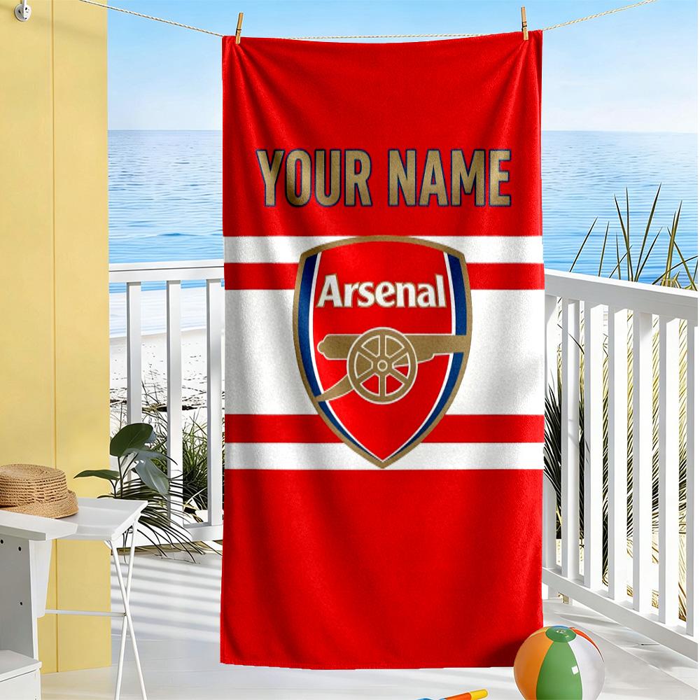 Arsenal F.c. Customize Text Beach Towel High Absorbency & Quick-Dry Suitable for Sports Travel Swimming Yoga Bathroom Beach And Pool