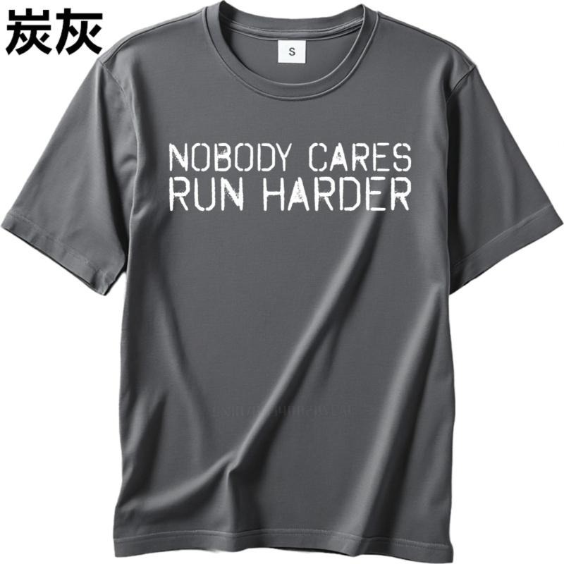 Men cotton tshirt Big size summer Boys tshirt Nobody Cares Run Harder Short Sleeve Workout ONeck tees Brand t shirt for man