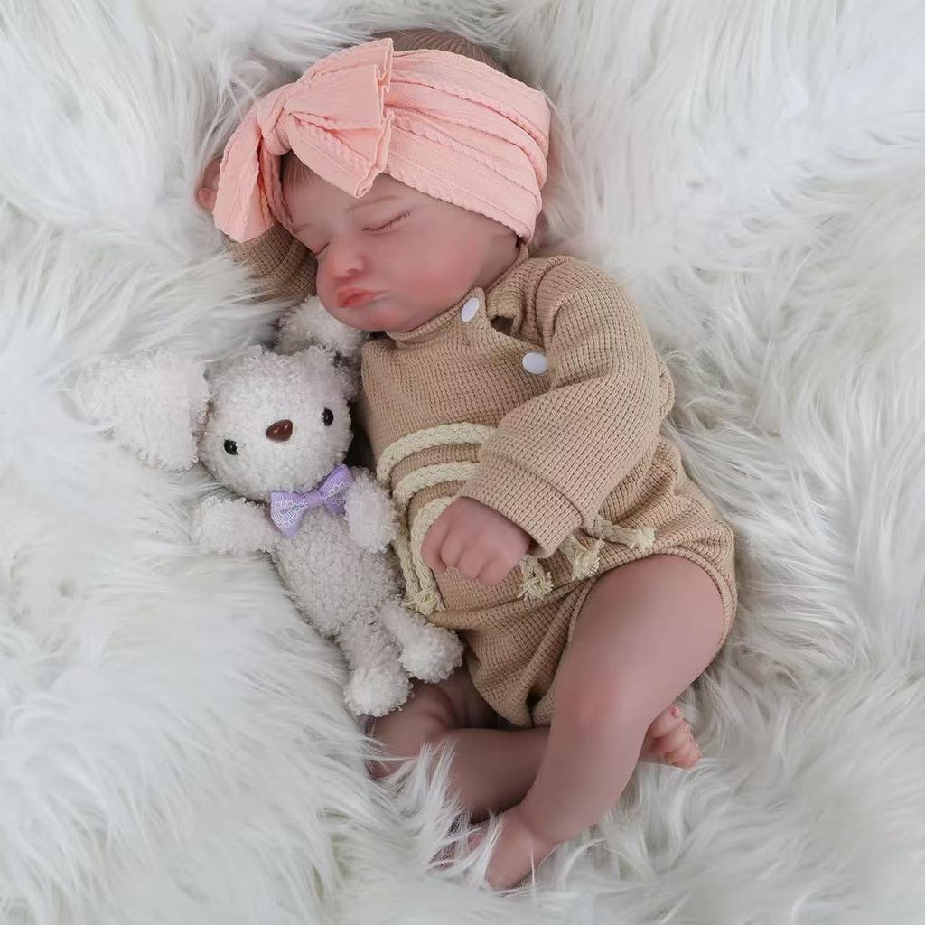Reborn Silicone Doll Long Sleeve Khaki Costume Child Gift For Christmas