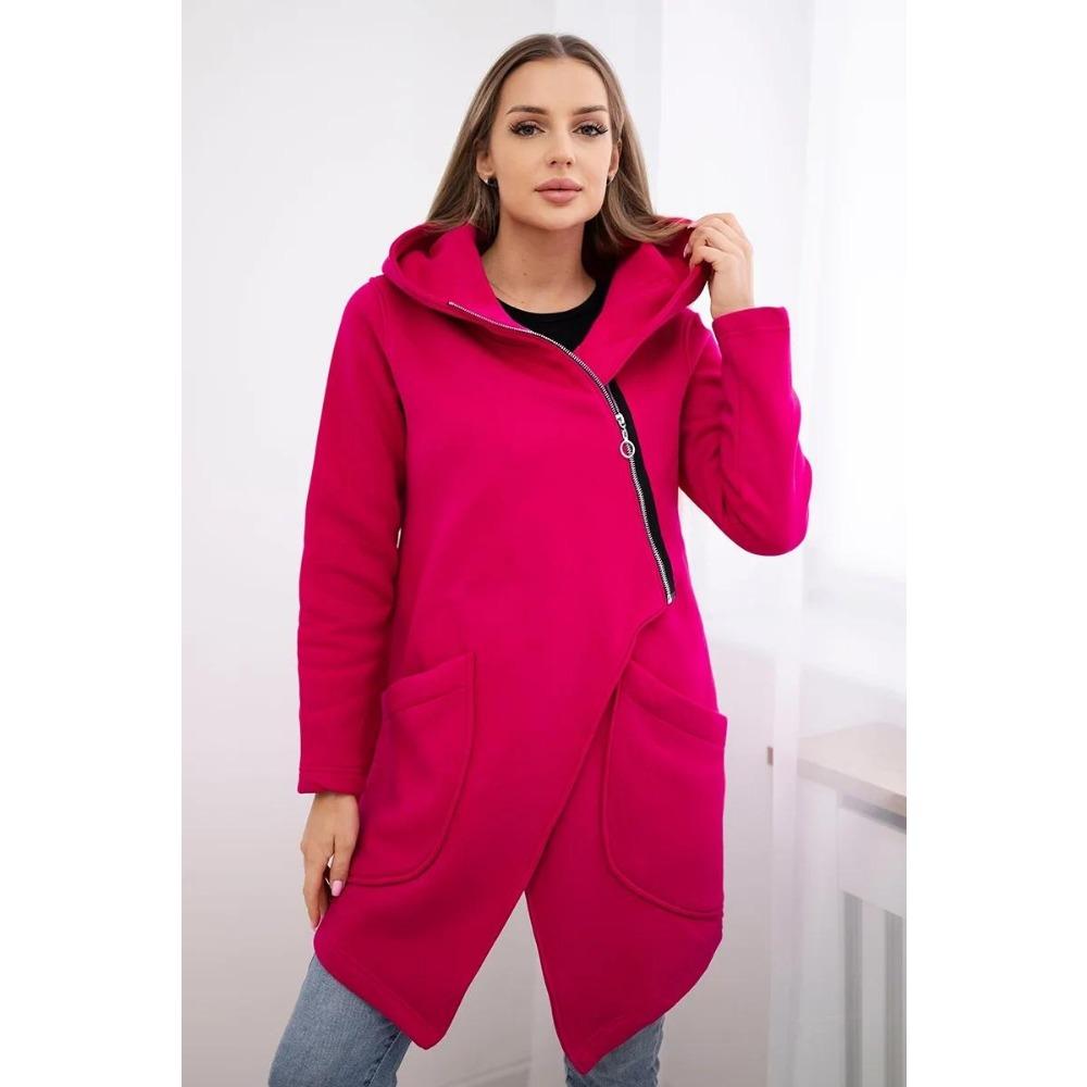 Hooded Sports Fleece Sweatshirt Casual Long-sleeved Zipper Jacket Women's Plus-size Solid Color Jacket