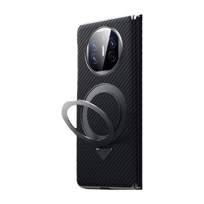 Etui na telefon komórkowy Huawei MateX6 z klapką, uchwyt, magnetyczne, X5, odporne na upadek, X3, wzór włókna węglowego, centralny wał, zawias, skórzane etui