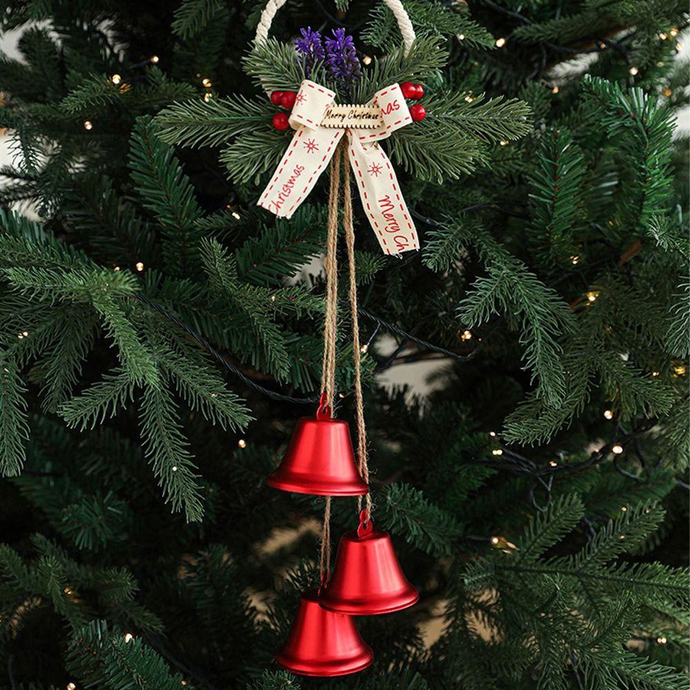 Iron Christmas Chime Bells Retro Xmas Tree Hanging Bells Window Display Pendant