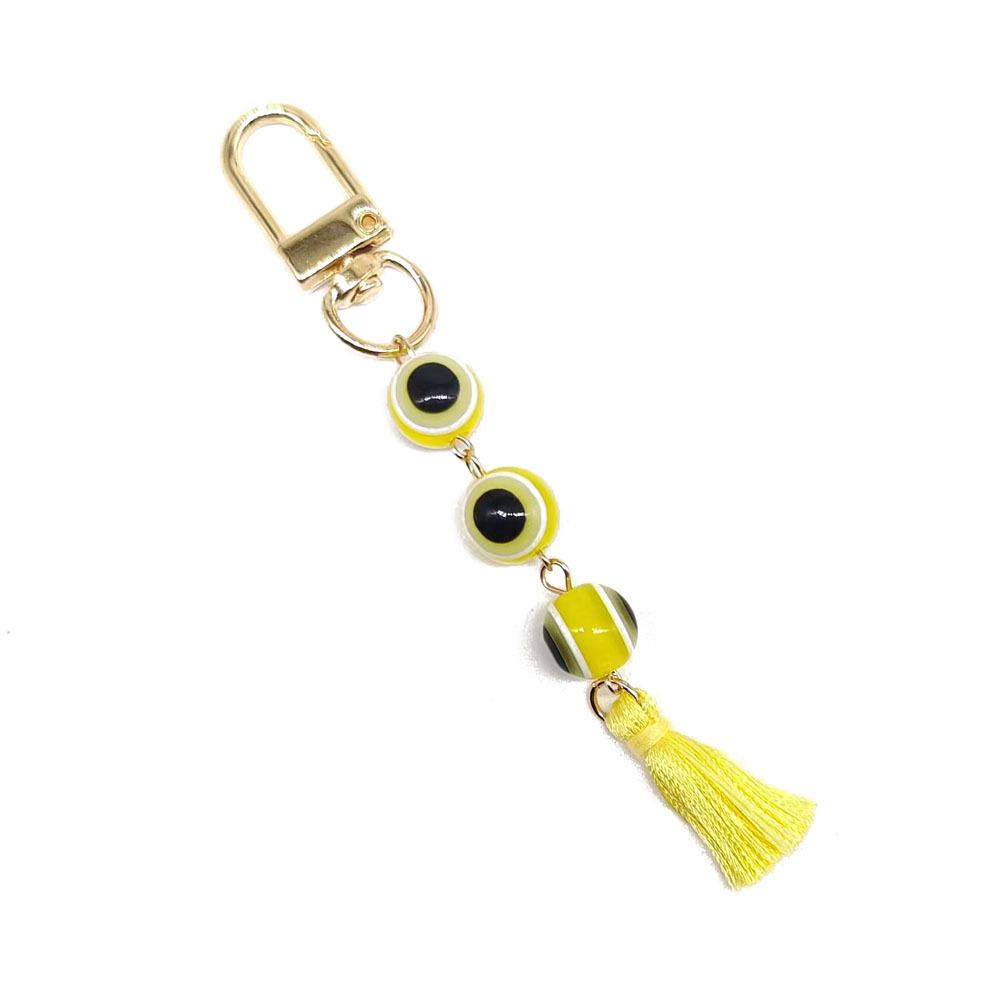 Turkish Resin Eye Keychain with Gold-Plated Tassel Pendant