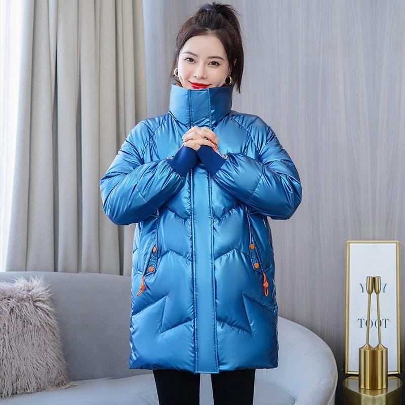 Boutique Women's Clothing Glossy Down Cotton Clothing Women's Clothing Winter Medium and Long Warm Casual Versatile