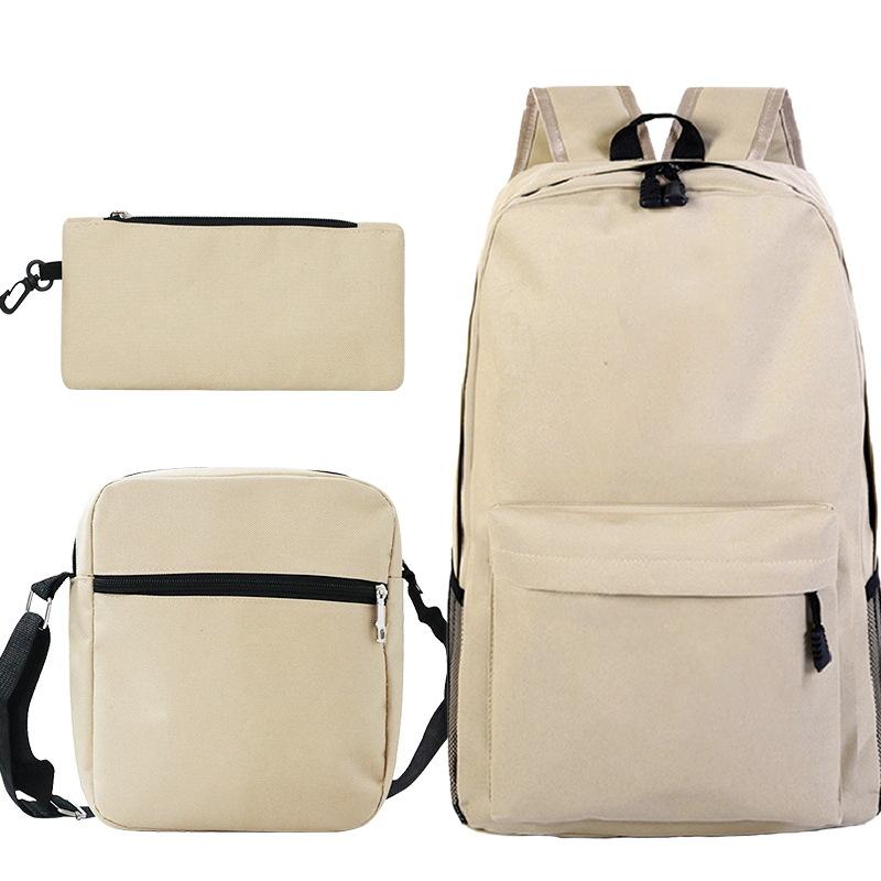 Backpack set, heat transfer student schoolbag, Oxford cloth backpack + shoulder bag + pencil case three-piece set