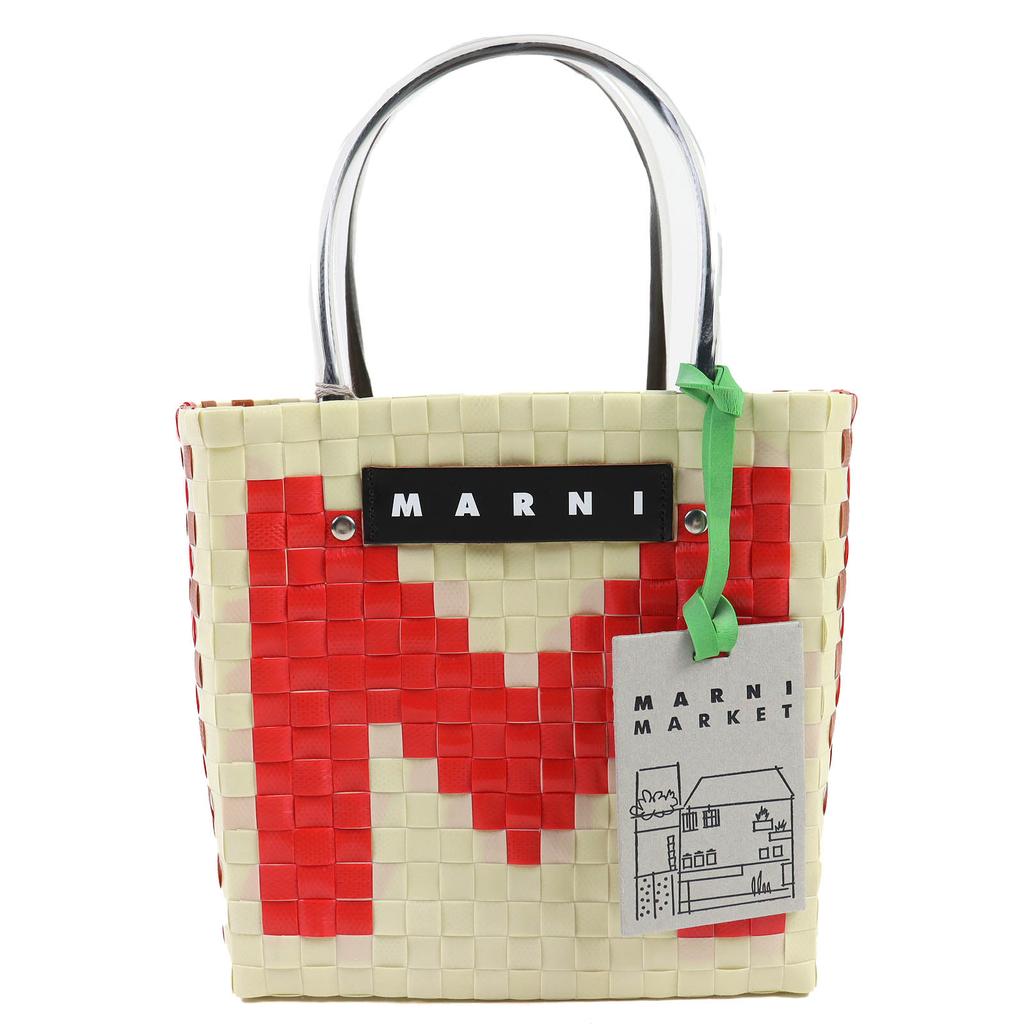 Pristine MARNI Handbag Mini basket bag Ivory Red Women SHMH0063JN Used