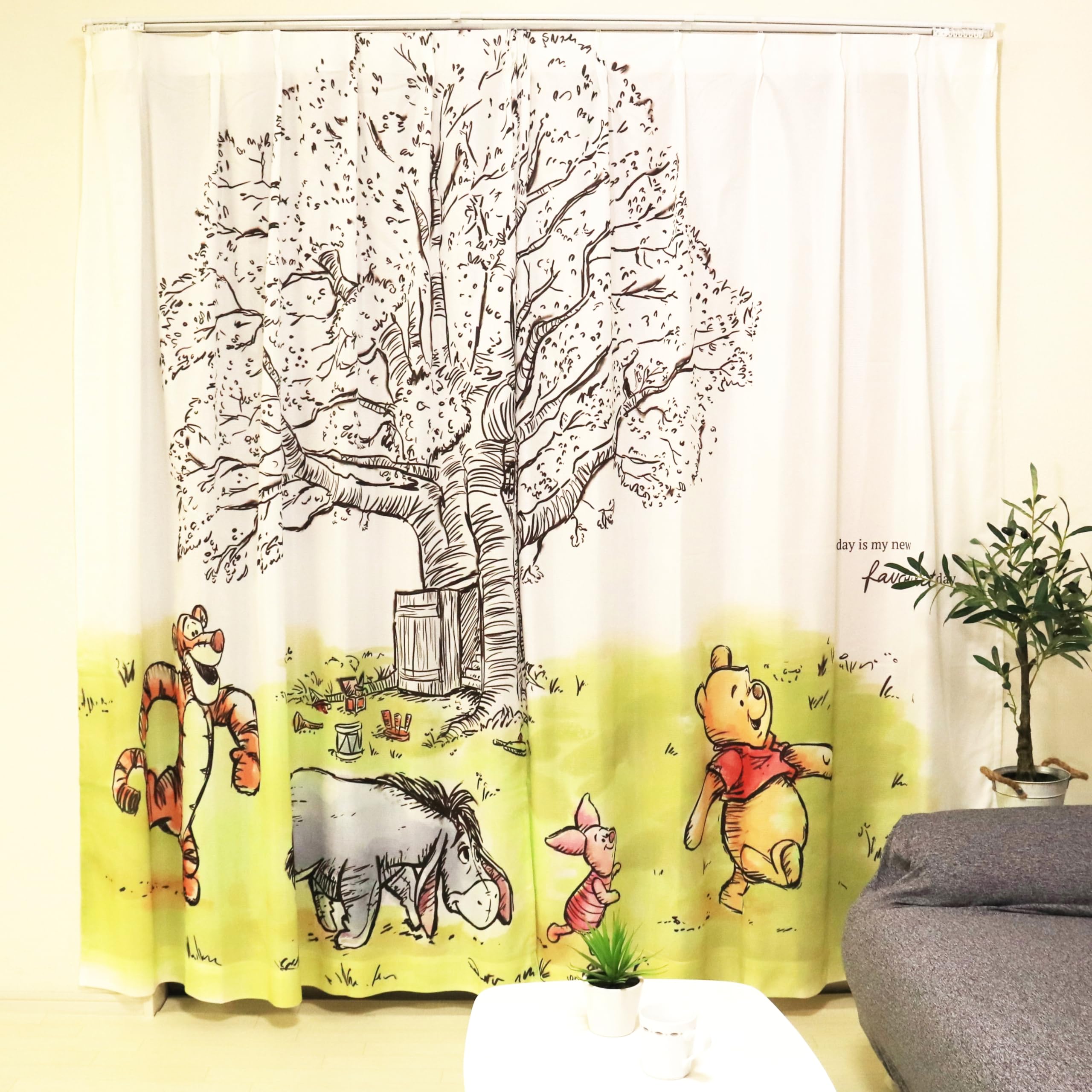 

MORIPiLO Disney Винни Пух Кружевные шторы Соединяющее искусство Набор милых Диснеевских Макура но Моришита (Узорные однопанельные шторы), 100x176см, 2,