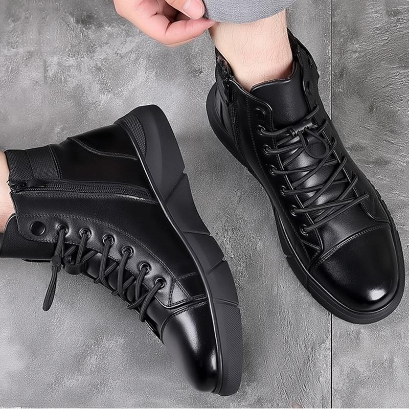 Pánské módní boty 2025 Podzim a zima Trendy ležérní bavlněné boty plus samet pro udržení tepla Britské vysoké pracovní boty 38-44