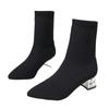 New Fashion Large Size Knitted Ankle Socks Boots Elastic High Heel Pointed Toe Women Autumn Winter Booties