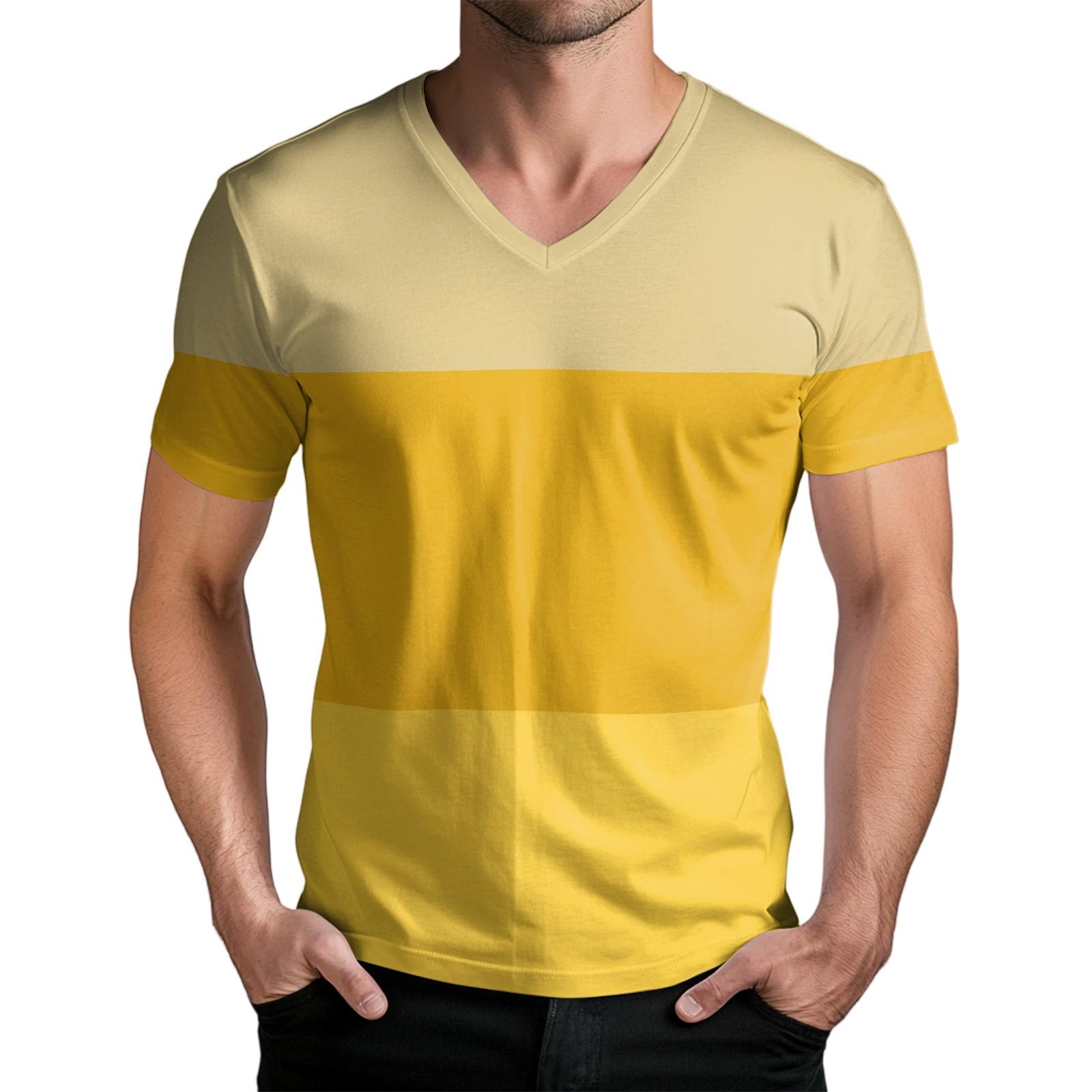 

Мужская модная футболка с коротким рукавом и V-образным вырезом XL жёлтый