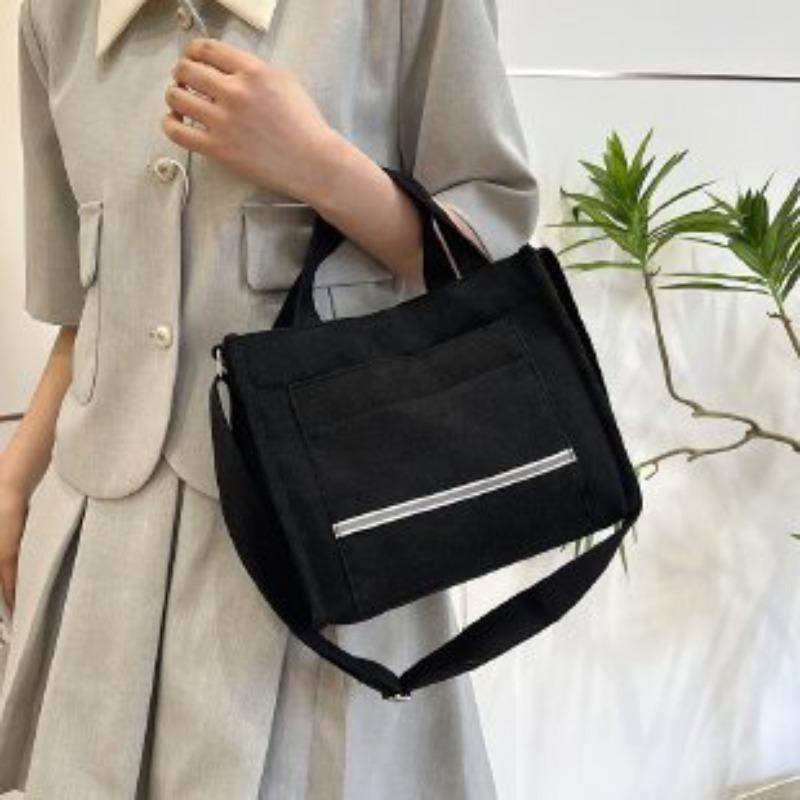 Corduroy Shoulder Bag Female College Student Class Cloth Bag Velvet Bag Portable Messenger Commuter Tote Bag Fashion