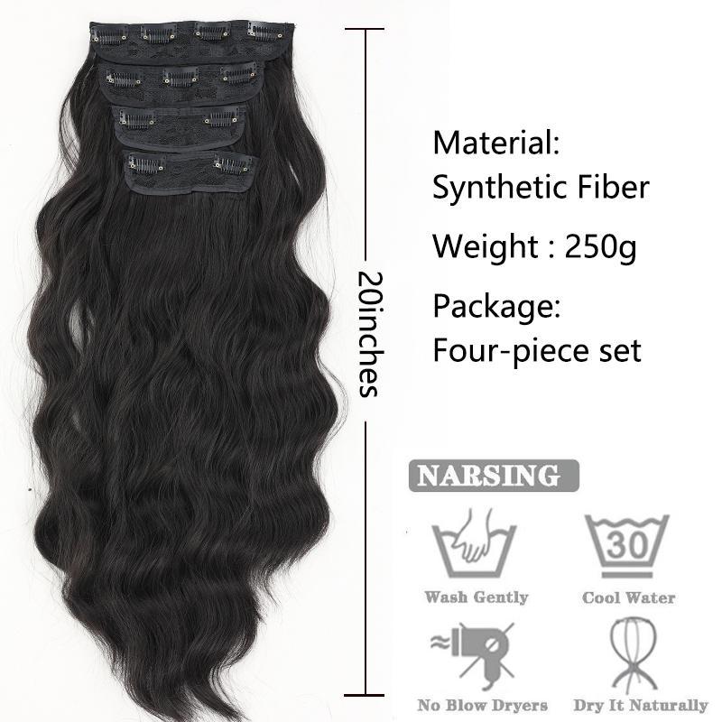 Syntetyczne długie faliste syntetyczne doczepiane włosy 4 sztuk/zestaw doczepiane włosy na klips ciemnobrązowy ombre miodowy blond grube treski