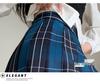 Women's Blue Plaid A-Line High Waist Pleated Skirt - College Style, Plus Size, Short Length for Spring & Autumn