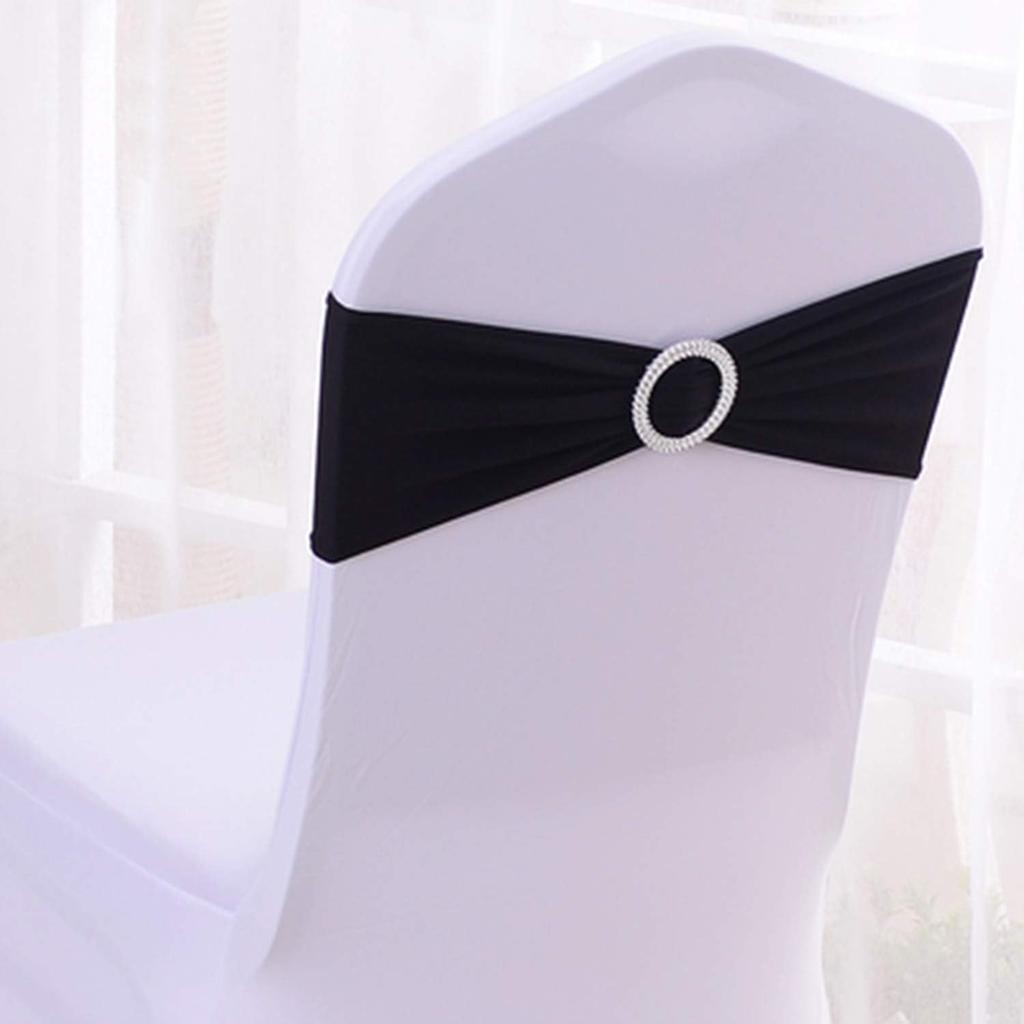 Tosnail 50 Pack Spandex Chair Sashes Wedding Chair Decoration Party Chairs Covers - Black