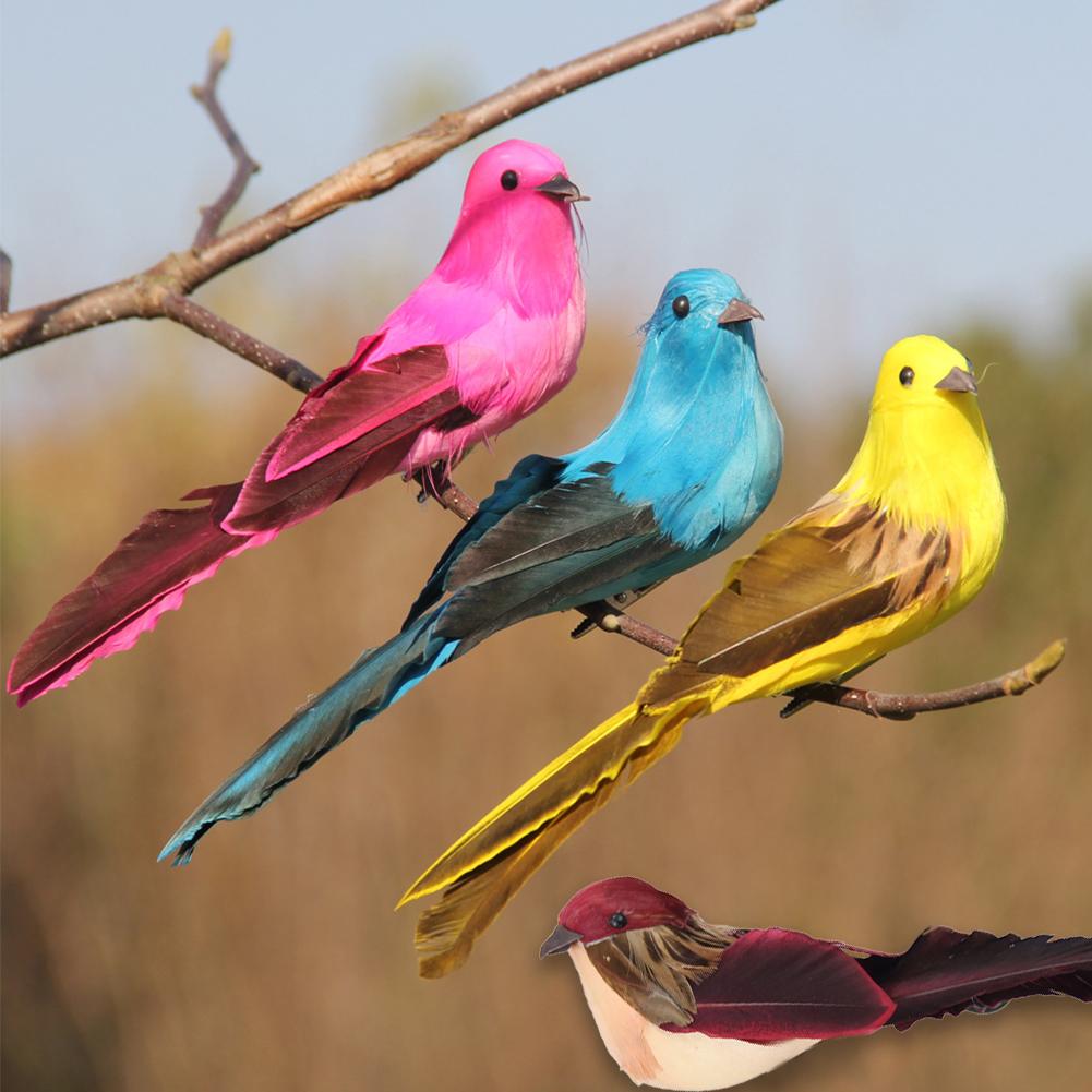 Colorful Artificial Birds Fake Foam Animal Simulation Feather Birds Models Horticultural Tree Branch Decoration Garden Decor