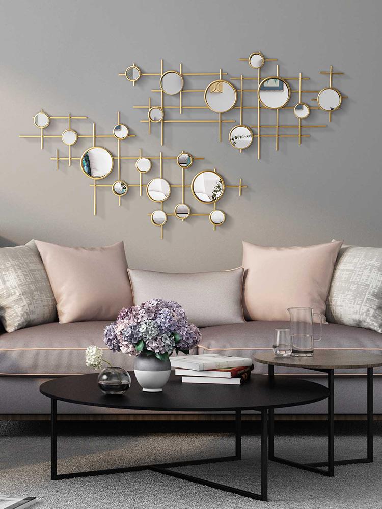 European-style round combination wall decoration mirror wall hanging creative bedroom living room sofa background wall pendant