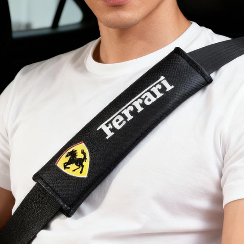 2Pcs Car Seat Belt Cover Shoulder Protection Pads For Ferrari F1 F8 F80 SF90 Stradale SF90Spider 296 GTB 296 GTS 812 Accessories MQ7 HL4