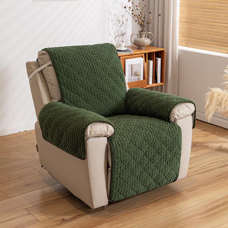 

Corduroy Lounge Chair Cover Solid Color Seat Cushion Elastic Band Fixed Anti-slip Sofa Protector Scratched Resistant Sofa Covers One Seater(60x195cm)