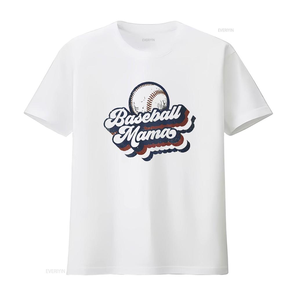 Womens Vintage Baseball Mama Mom T Shirt White vintage Washed Stylish Versatile streetwear Soft Slightly Comfortable homme