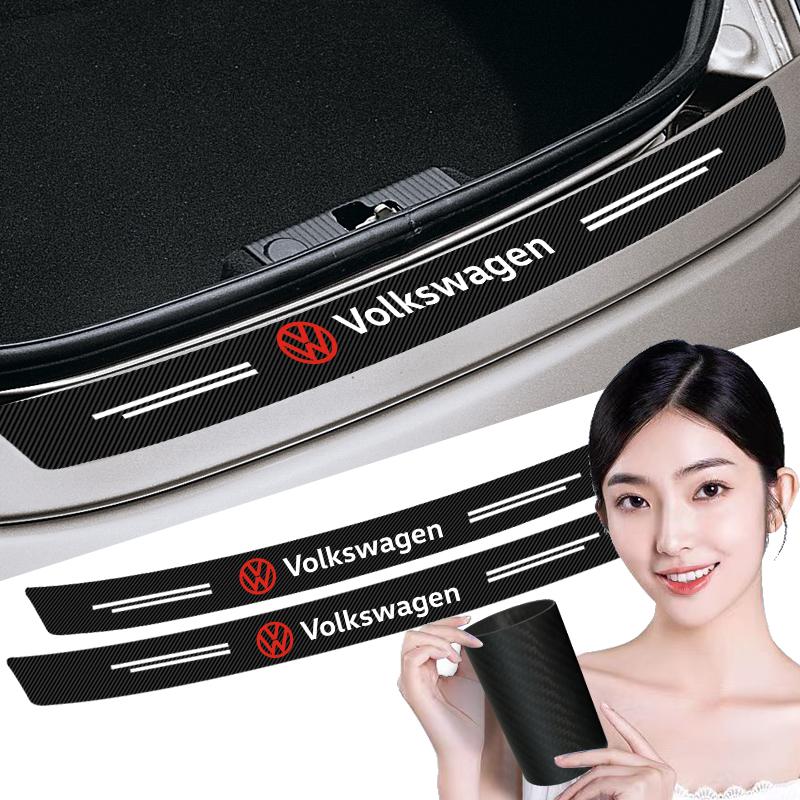 1pcs Carbon Fiber Car Trunk Rear Bumper Sticker Guard Plate Protector For Volkswagen Tiguan Golf-4 5 6 7 MK6 B5 B6 B7 Jetta Lavida Polo Tiguan