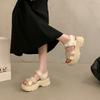 TUINANLE Sandalias de Tacón de Plataforma Gruesa para Mujer Verano Cuña con Hebilla Casual Cómodas de Color Sólido Sandalias de Playa