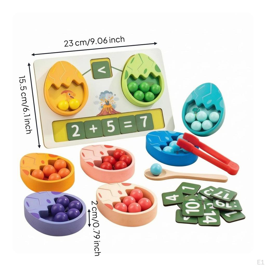 Dinosaur Egg Sorter Brightly Colored Bead Sorting Toy Printed Numbers Arithmetic Practice for