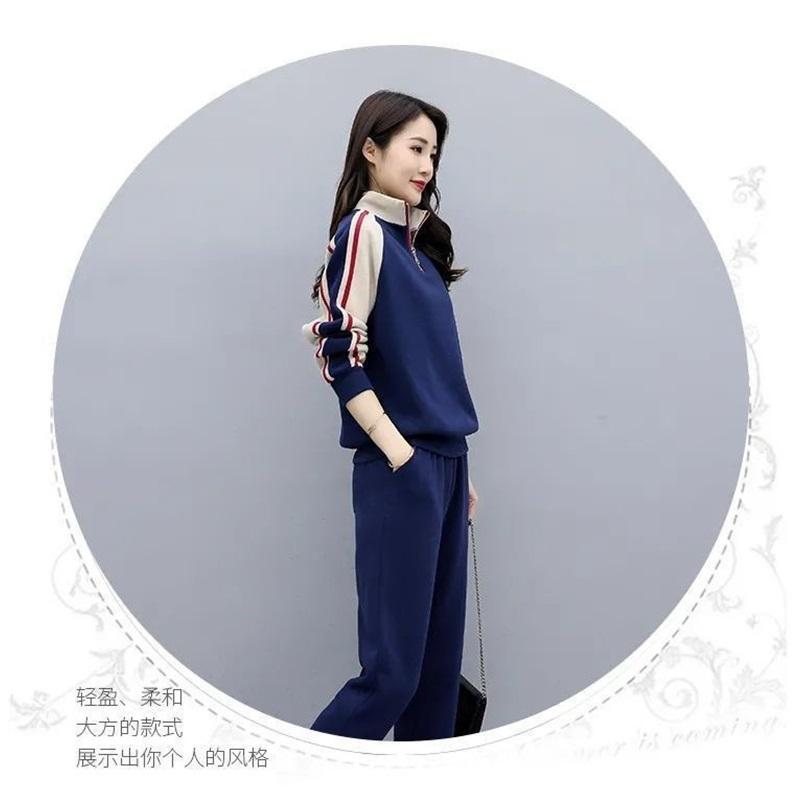 Women's 2 Piece Fleece Lined Tracksuit Half-Zip Color Block Sweatshirt & Jogger Pants