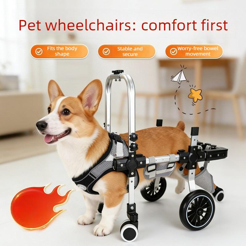 4 Wheels Dog Wheelchair for Pets Training Hindlimb Wheelchairs Upgraded Retractable Cat Hindleg Assist Car Paralyzed Driving Aid