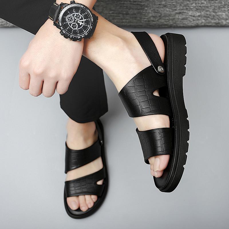 Sandals Men Summer Peep-toe Youth Beach Shoes office work Dual-use Beach Slippers Non-slip Men's Sandals outdoor Mens Shoes