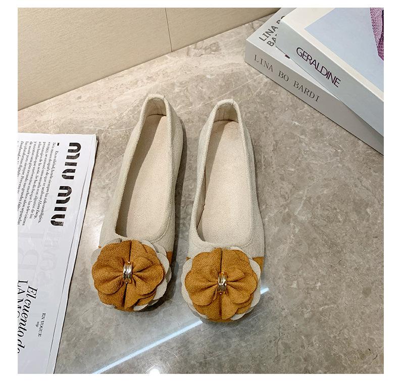 Women's Plus Size Bow Flower Color-block Square-toe Flat Shoes