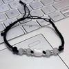 New Wine Red Cat Beaded Couple Bracelets Handmade Adjustable Braided Cord Minimalist Moonstone Obsidian Jewelry for Men Women
