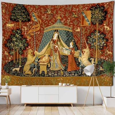 Vintage Kunstmalerei Wandteppich Wandbehang Strandmatte Yogamatte Laken Heimdekoration Pflanze Tier Kunst Hintergrundtuch Raumwanddekoration