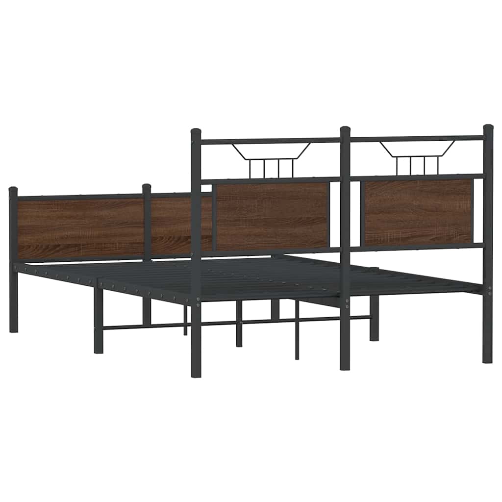 Bed Frame Without Mattress Brown Oak Look 120 X 200 Cm Wood Based Material