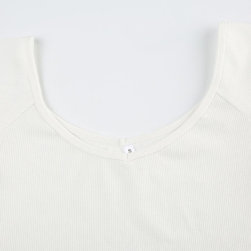 European and American Summer Retro U-neck Backless Slim Fit Short Top