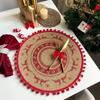 Jute Table Mats Christmas Woven Placemat Ins Printed Hairball Thermal Insulation Mat Retro Cotton and Linen Decorative Mat