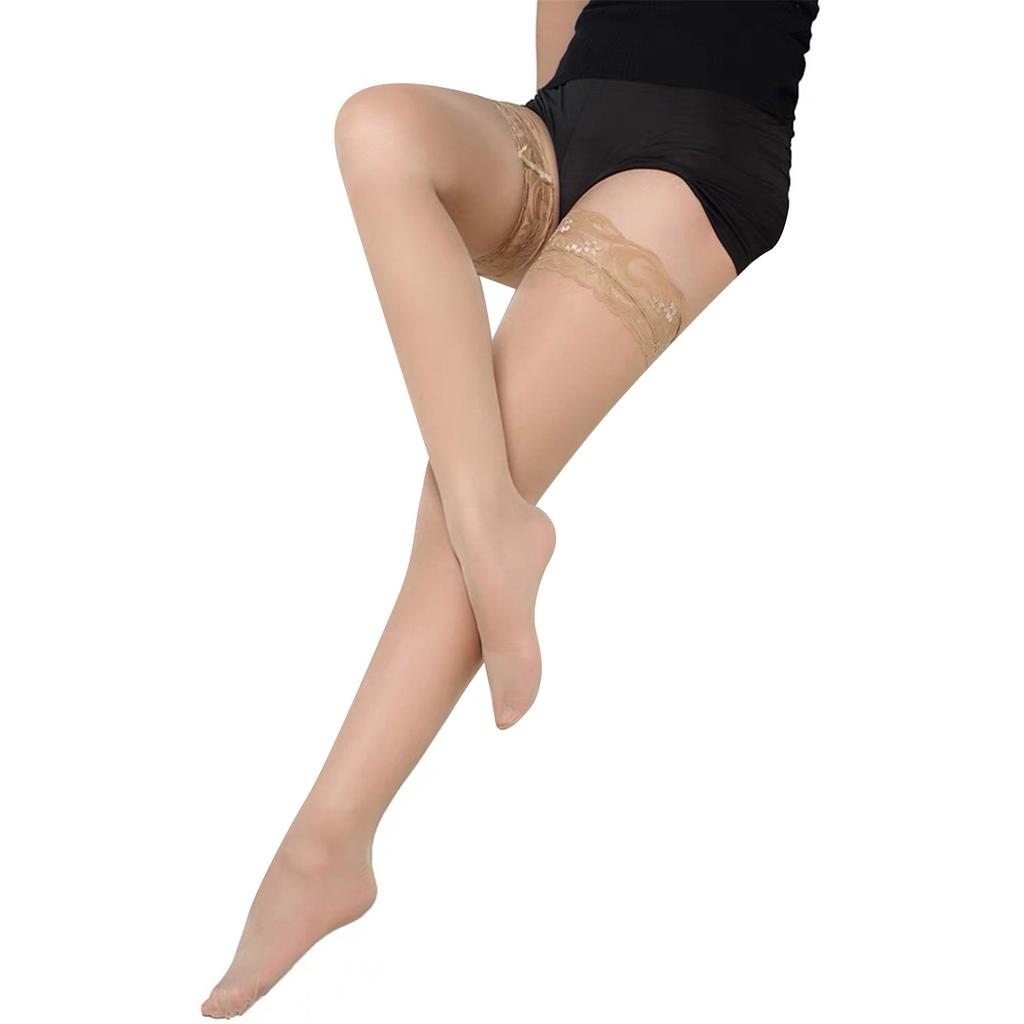 Over The Knee Socks Women Silk Thigh High Stockings Silicone Lace Top Pantyhose