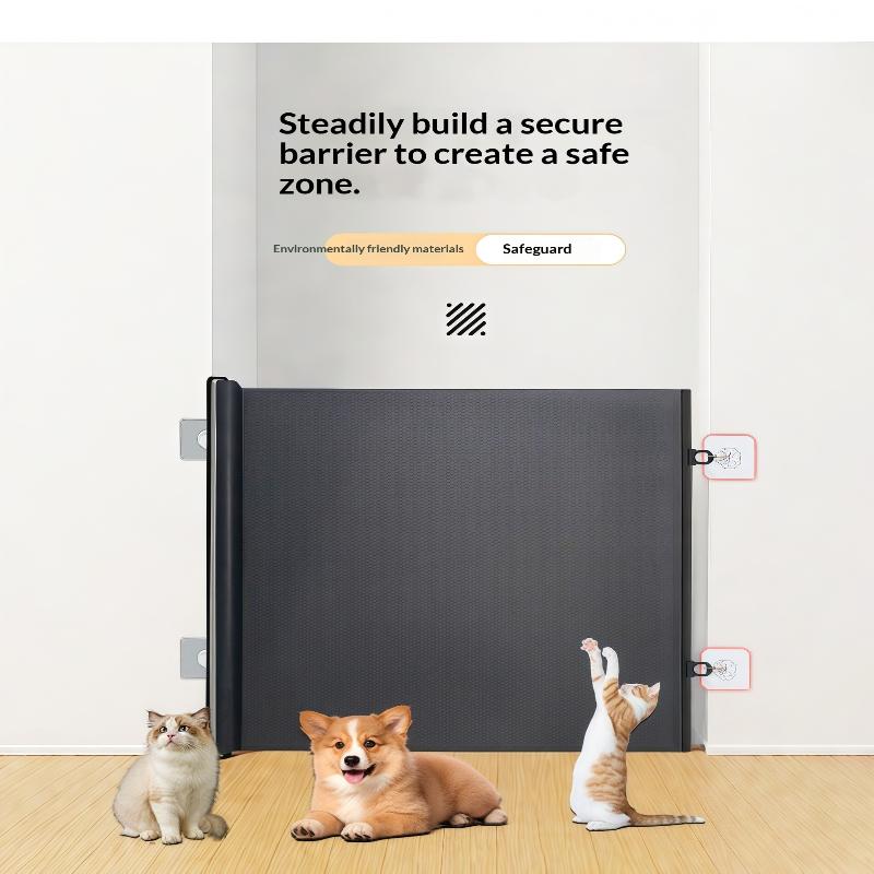 Retractable Pet Gate Screen Door-Stair Gates For Dog Cat Portable Dog Gates With Reinforced Strip Design To Prevent Crawling
