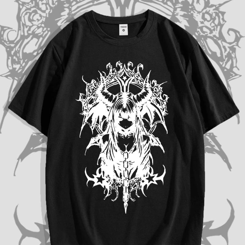 Unisexs Dark Anime Printed Round Neck Short Sleeved Tshirt for Summer New Unisexs Oversized Tshirt for Both Unisex and Unisex