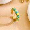 Ring Oil Painting Style Flower Small Fresh Chinese Style Court Style Enamel Color Multi-color Hand-painted Niche Design Ring