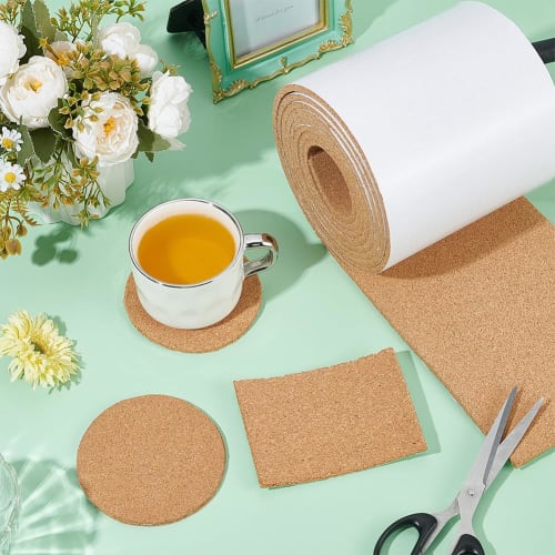 BENECREAT 3m*15cm Self-Adhesive Cork Sheet, 6mm Thick, Cork Roll, Heat-Insulating, Non-Slip, for Coasters, Chair Mats, Wall Decor, Picture Displays, H