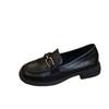 Versatile Leather Shoes One-pedal Women's Autumn New Work Soft-soled Flat-soled Black Single Shoes