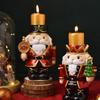 Christmas Candle Holder Resin Desktop Ornaments Nutcracker Candle Holder For Home Living Room Thanksgiving Mantel Household Dorm