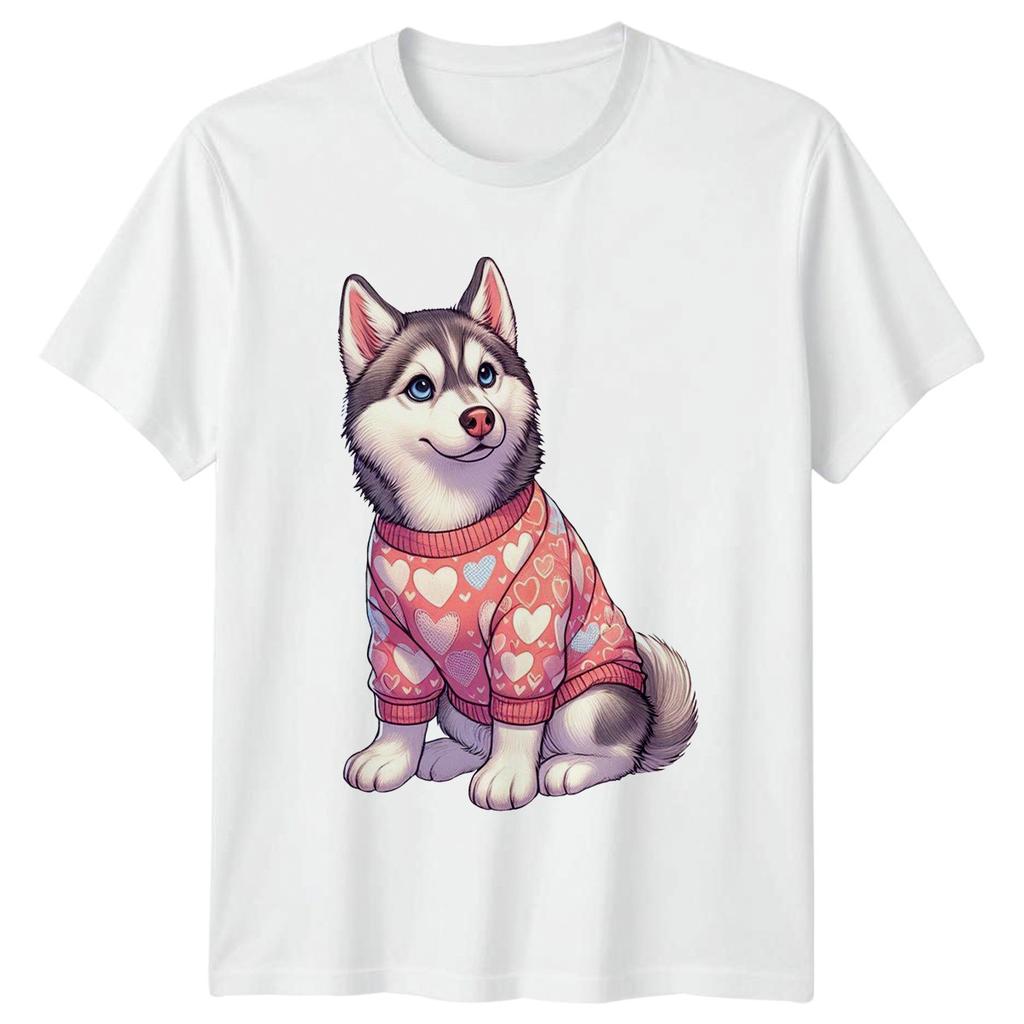 Cute Husky Puppy Dog Wearing Unisexs TShirt Siberian Husky Valentines Day