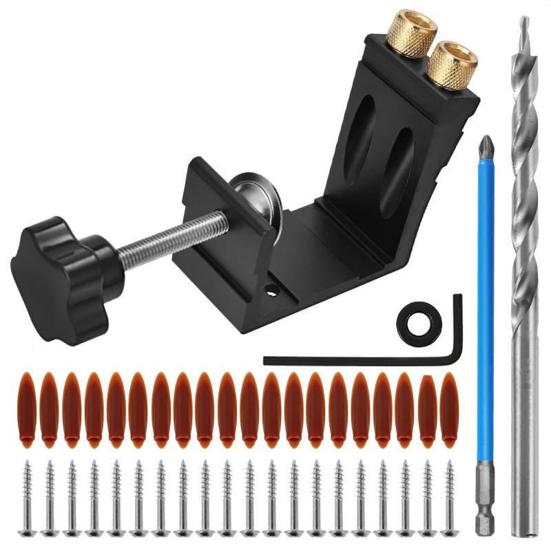 Kit de Gabarito para Furos Oblíquos com Brocas Posicionador para Marcenaria Ângulo de 15 Graus Conjunto de Guias de Broca Ferramentas de Carpintaria