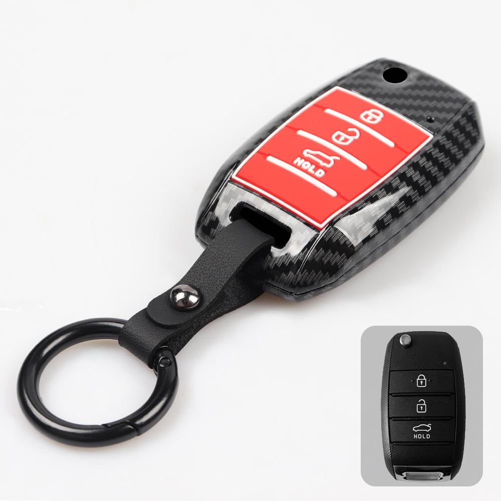 For Kia Sedona Grand Carnival 2015 2016 2017 2018  Stonic Forte Niro Soul Sorento ABS Carbon Car Key Cover Case