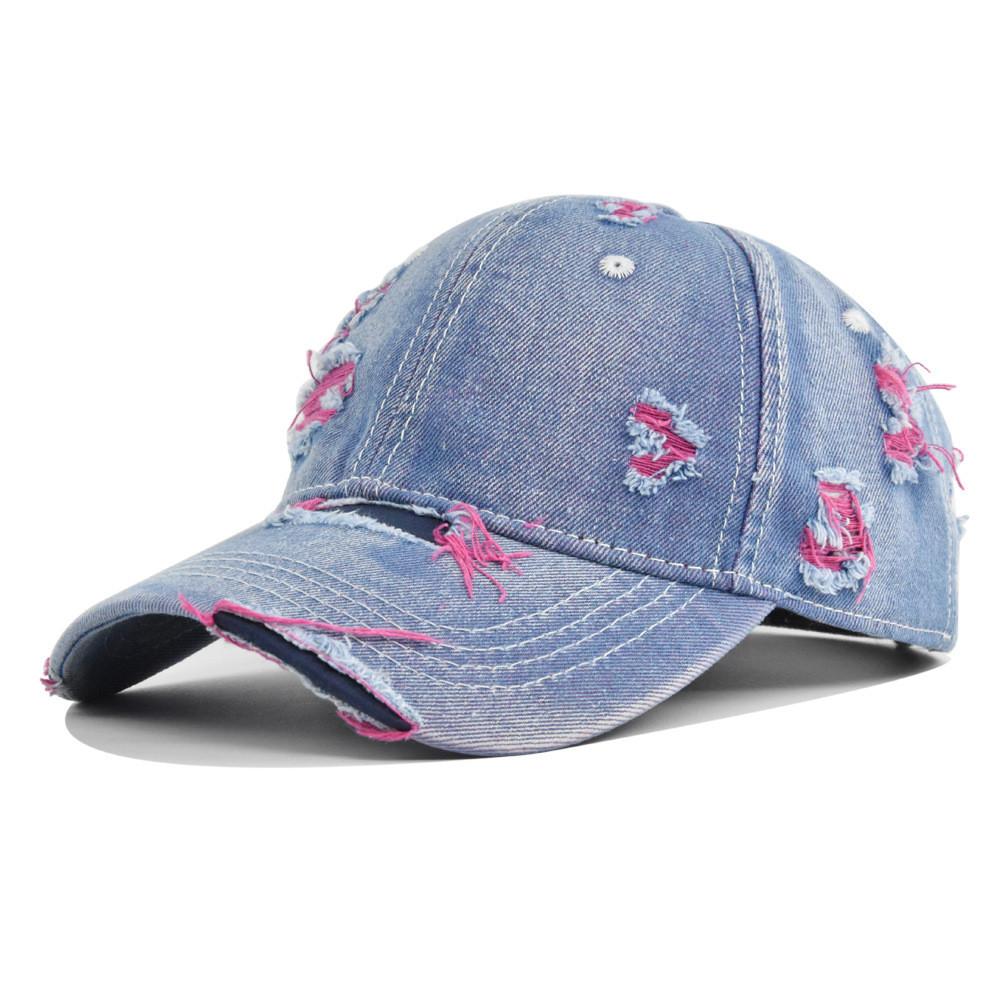 Vintage Distressed Denim Baseball Cap With Sun Protection For Casual Wear