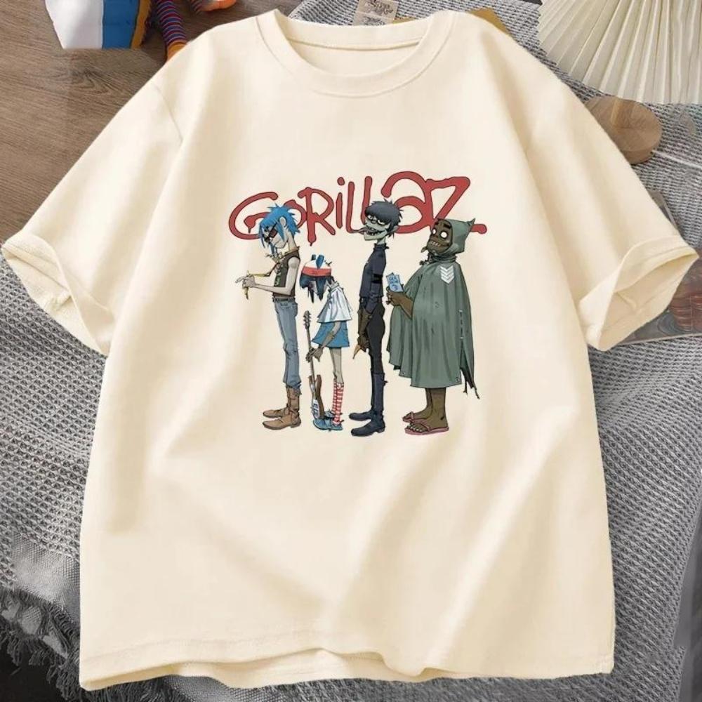 

Музичний гурт Gorillaz ПАНК-РОК Футболка Чоловіки Жінки Літо 90-х О-подібний виріз Бавовна Футболки з короткими рукавами Одяг Вінтаж Y2K Одяг Футболка XXXXXL чорний