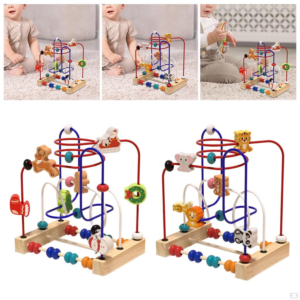 Bead Maze Toy Counting Preschool Early Math Family Fun Wooden Educational Circle