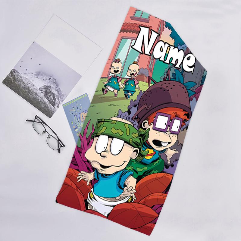 1pc Rugrats In Paris3 Beach Towel with Custom Name, Beach/Swimming/Bath/Picnic/Camping Towel, Suitable for Seaside Beaches